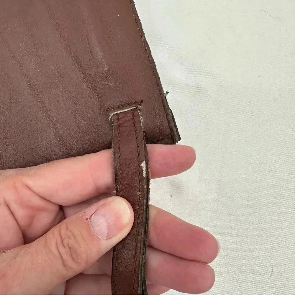 Leather Clutch Brown Wristlet Handle Zipper - Picture 5 of 9